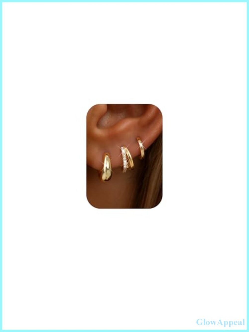 3 Pairs Small 14K Gold Plated Huggie Hoop Earrings Set Hypoallergenic Chunky